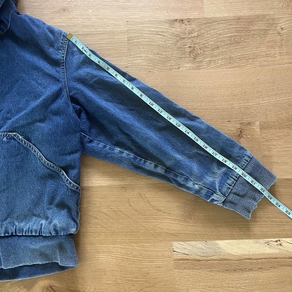 Vintage Womens Denim Jacket Yellowstone Patch Hooded Lined 90s USA - Picture 14 of 16